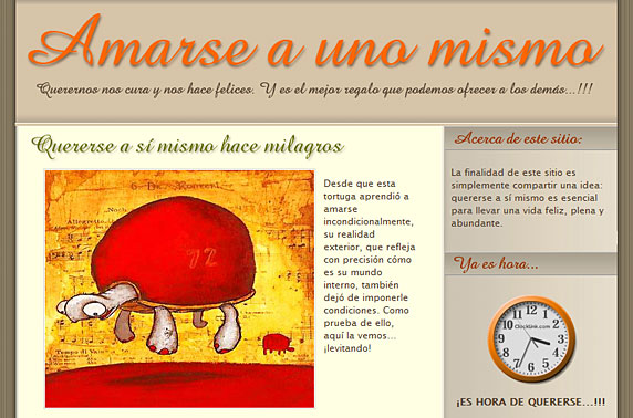 Imagen del blog 'Amarse a uno mismo' con un theme anterior