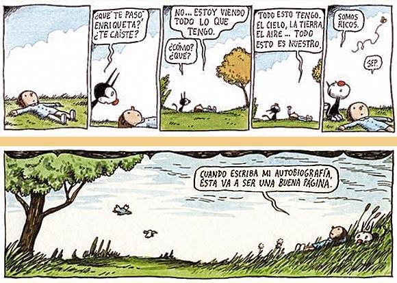 Historietas de Enriqueta y Fellini, por Liniers