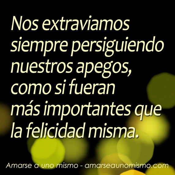 Nos extraviamos siempre persiguiendo nuestros apegos, como si fueran más importantes que la felicidad misma.