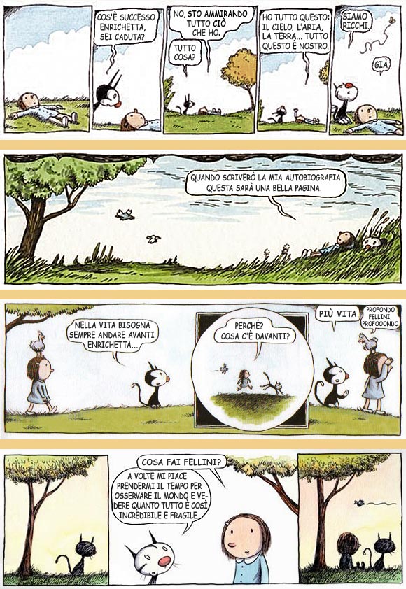 Strisce di Enriqueta e Fellini, di Liniers