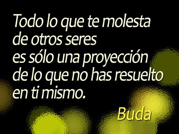 Todo lo que te molesta de otros seres es sólo una proyección de lo que no has resuelto en ti mismo (Buda)