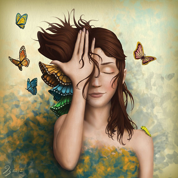 Una mujer transformándose, como las mariposas (Transition, by Kirk Shannon)