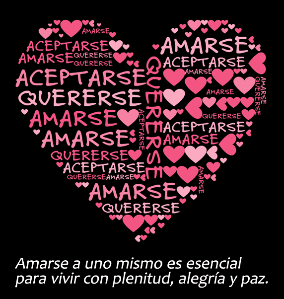 Un corazón que dice 'Amarse, aceptarse, quererse'