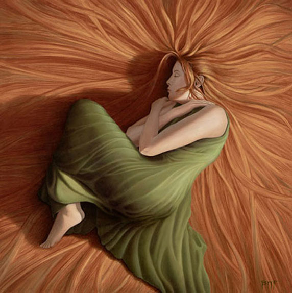 Una mujer durmiendo, tal vez soñando (Big Hair, by Blake Flynn)