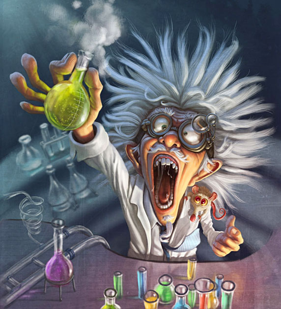 Un científico loco celebrando un descubrimiento (Autor: Tiago Hoisel)