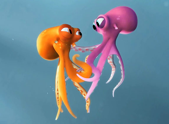Imagen del cortometraje de animación Oktapodi, de Gobelins.